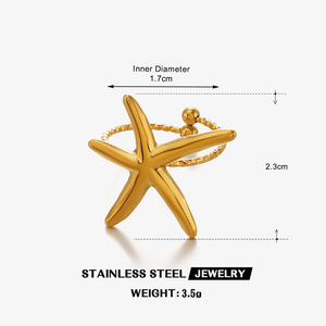 Anillo Abierto de Estrella de Mar, Diseño Exclusivo, Moda Europea y Americana, Tendencia para Viajes a la Playa, Anillo de Estrella de Mar de Acero Inoxidable al por Mayor - Product Image 6