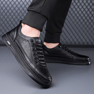 Zapatillas Blancas con Cordones, Punta Redonda, Parte Superior de PU, Suela de Goma Antideslizante, con Logotipo en la Lengüeta, para Hombre, Casuales, Color Sólido - Product Image 4