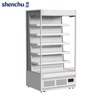 Réfrigérateur commercial à rideau d'air de type split Shenchu, avec revêtement en acier inoxydable, vitrine de présentation multi-niveaux en verre, congélateur sans givre