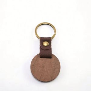 WSY896 Wholesale Wood Laser Blanks <b>Key</b> Ring Custom <b>Leather</b> Wood <b>Key</b> <b>Chain</b> DIY Wooden Keychain for Business Gift - Product Image 6
