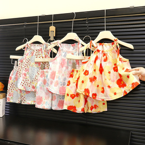 Conjunto de Ropa de Verano 2025 para Niñas: Conjunto de Ropa Infantil Chic y Moderno con Pantalones Anchos sin Mangas para Niñas Pequeñas - Product Image 4