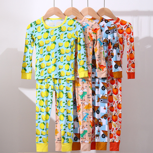 220GSM bambu bebek giyim seti çocuk pijama uzun kollu üst uzun pantolon yürüyor 2 adet pijama seti - Product Image 2