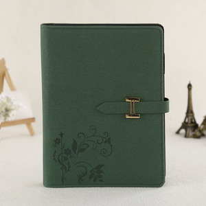 Carnet de notes/agenda en cuir rigide pour bureau, couleur personnalisée, avec reliure à anneaux, boucle métallique et pages intérieures remplissables - Product Image 2