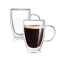 गर्मी प्रतिरोधी डबल दीवार अछूता कॉफी ग्लास स्पष्ट एस्प्रेसो ग्लास चाय लट्टे पेय चश्मा कप मग के साथ संभाल