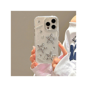 Sang Trọng Bạc Lá <span class=keywords><strong>Epoxy</strong></span> Trường Hợp Điện Thoại Sao Rhinestone Thiết Kế Chống Sốc Silicone Bìa Cho <span class=keywords><strong>Iphone</strong></span> 17 Pro Max 16 Pro 14 13 Xr Mô Hình - Product Image 6