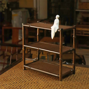 Meilu Bamboo Tea Rack Double Layer Retro Desk Storage For Tea Sets Eco Friendly Bamboo Material - Product Image 3