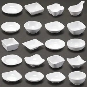 White Melamine Small Square Rectangular Round Sauce Dish For Restaurant