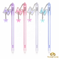 Stylo Gel Pointe Fine 0,5 mm avec Breloque Papillon, Corps Transparent en Plastique, Écriture Fluide, Papeterie Promotionnelle pour Cadeaux Étudiants