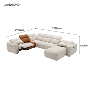 Sofá Seccional de Lujo en Forma de U, 7 Plazas, Tapizado en Tela, Reclinable Eléctrico, para Sala de Estar/Apartamento, Modelo GA600AR, Esquinero Grande - Product Image 5