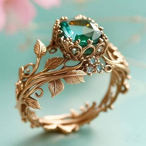 Bague en cristal vert de haute qualité, style original, incrustée de pierres naturelles, bijoux de style vintage irrégulier, bande cool pour fille - Product Image 4