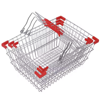 Panier de courses en treillis métallique chromé avec 2 poignées, écologique, durable, grande capacité, pour usage en magasin de détail - En stock