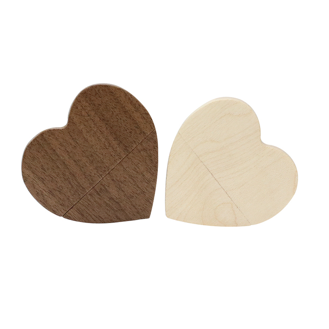 USB Flash Drive 4GB 2GB Memory Stick Wooden Heart 3.0 Promotion 32GB 64GB 16GB 8GB 2.0 Wedding Gift Photography USB Flash Drive
