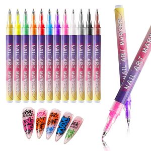 Wholesale Price Nail Art Marker 0.5mm Graffiti <b>Pen</b> 12 Colors Acrylic <b>Paint</b> Coloring <b>Pen</b> Drawing DIY Quick-drying Nail Oil <b>Pen</b> - Product Image 1