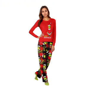Drop Shipping Fun Holiday Grinch Weihnachts pyjamas Set Erwachsene Kinder Custom 2 Stück Nachtwäsche Family Christmas Pyjama Set - Product Image 3