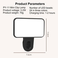 Mini Lampe Selfie Portable Rechargeable avec 3 Températures de Couleur, Clip-on pour Ordinateur, Téléphone, Ordinateur Portable, Fonction Étanche