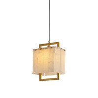 Lustre LED Dimmable en Marbre Cuivré Lumineux, Alabâtre Naturel et Gypse pour Salon et Chambre de Villa de Luxe Moderne