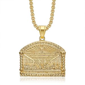 Collar <span class=keywords><strong>de</strong></span> Acero Inoxidable con Colgante <span class=keywords><strong>de</strong></span> <span class=keywords><strong>la</strong></span> Última Cena, Cruz <span class=keywords><strong>de</strong></span> Jesús, Joyería Cristiana <span class=keywords><strong>de</strong></span> Moda Hip Hop, Venta al por Mayor para Hombres y Mujeres - Product Image 1