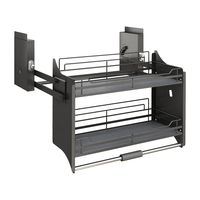 ARTSTEEL Panier coulissant à 2 niveaux, gain de place, avec amortissement, en aluminium, moderne, pour armoire de cuisine murale