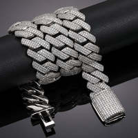 Bijoux Hip Hop Argent 925 Hommes Chaîne à Maillons Cubains Moissanite 19MM Iced Out Fine Jewelry Colliers Plaqué Or 18K