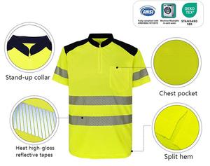 Áo thun ngắn tay cổ đứng cho nam hi-vis nhanh khô chạy bộ an toàn đi xe đạp và làm việc - Product Image 6