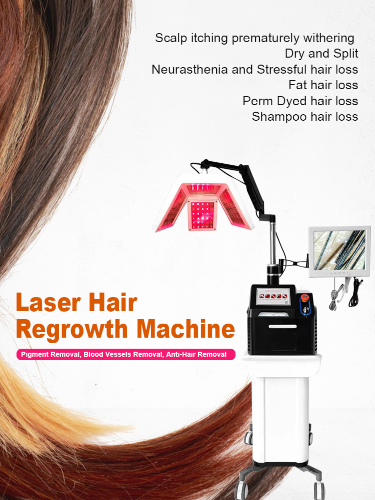 LLLT Laser Anti-Hair Loss Treatment Equipment 650Nm Scalp Massage Led Laser Device For Hair Growth With Hair Follicle Detection