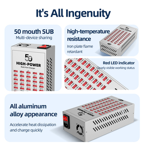 Justlink 200W <span class=keywords><strong>chargeur</strong></span> Multi USB 30/40/50 ports Station de charge de bureau en alliage de fer pour <span class=keywords><strong>iPhone</strong></span> téléphones intelligents 110V 220V PD pour ordinateur portable - Product Image 6