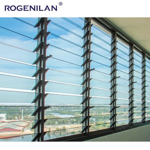 Rogenilan, marco de aluminio negro, persianas de persiana de vidrio templado esmerilado, persianas verticales de Ventilación ajustable eléctrica - Product Image 3