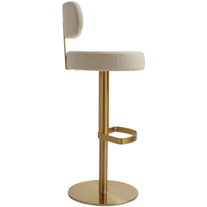 Rosemere Adjustable Iron Steel Fabric <b>Stool</b> with Cream Textured Finish Modern Design for Commercial Use Round Pedestal Base - Product Image 3