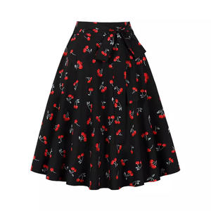 Falda Midi acampanada con estampado floral elegante para mujer de talla grande, diseño largo informal Vintage de cintura alta para moda de otoño - Product Image 4