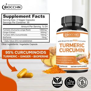 แคปซูลขมิ้นออร์แกนิกผสมขิงและพริกไทยดำขมิ้นเคอร์คูมินสำหรับสุขภาพข้อต่อและกระดูก95% ขมิ้น - Product Image 6