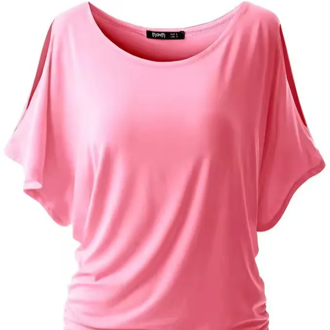 Phụ nữ giản dị mùa hè T-Shirt cánh dơi ngắn tay áo rộng Top cơ bản Tee Nữ cộng với kích thước cơ bản áo