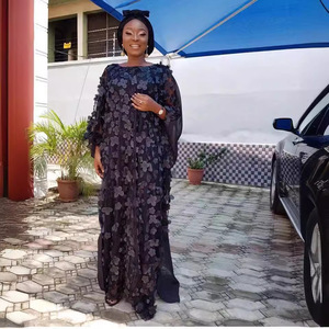<span class=keywords><strong>Abito</strong></span> africano da donna stile Stereo <span class=keywords><strong>con</strong></span> fiori ricamati in rete girocollo <span class=keywords><strong>maniche</strong></span> <span class=keywords><strong>a</strong></span> <span class=keywords><strong>pipistrello</strong></span> ampio gilet <span class=keywords><strong>a</strong></span> vestaglia lunga - Product Image 3