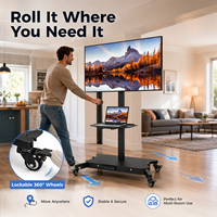 Soporte de TV Motorizado Giratorio Compatible con Pantallas LCD/LED Planas/Curvas de 32-70 Pulgadas, con Ruedas para el Hogar y el Dormitorio