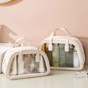 Fashion Tralve Bag Double PVC Cosmetic Bag Toiletry Clear Makeup Portable Bag For Women 2024