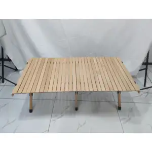 Cake Roll Wooden Table In A Bag For Picnics Travel Camping Folding Wood Table Portable Foldable Outdoor Picnic Table