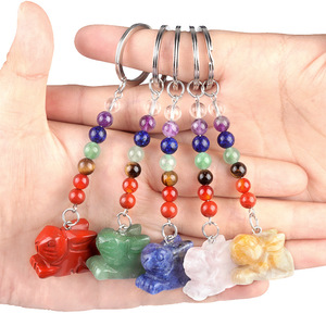 HZ Clásico Llavero de Cristal de Chakra de Ágata Blanca con Conejo, Pequeño Adorno Colgante de Animal - Product Image 2