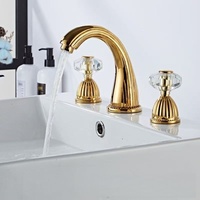 Robinet de lavabo de salle de bain de luxe moderne italien à finition polie, mitigeur eau chaude et froide à double poignée, à poser sur le comptoir, pour meuble sous-vasque
