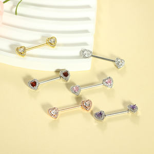 Anillo de Acero Inoxidable para <span class=keywords><strong>Mujer</strong></span>, <span class=keywords><strong>Piercing</strong></span> de Pezón Divertido, Piedra Principal de Circonita, Accesorios para <span class=keywords><strong>Piercing</strong></span> de Ombligo, 14G, Venta Al por Mayor, 1 Unidad - Product Image 4