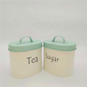 Vintage Ovale Tè di Caffè di Zucchero Contenitori Da Cucina di Stoccaggio Set di Metallo Contenitore di Alimento di Stoccaggio Bottiglie e Vasetti Coperchio di Ferro Moderno - Product Image 2