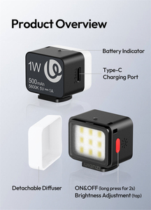 Ulanzi DG01 5600K <span class=keywords><strong>Mini</strong></span> Luz LED de Video Recargable, Luz de Modo en Cámara para DJI Pocket 3, <span class=keywords><strong>iPhone</strong></span> 17, 16 Pro Max, Cámara DSLR - Product Image 5