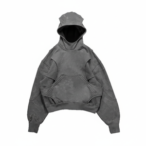 Por encargo 100% algodón mezclado Streetwear corte recortado Sudadera con capucha parche bordado Sudadera con capucha lavado ácido Vintage desgastado para hombres - Product Image 1