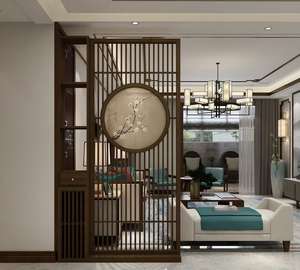 防水レーザーカットウッドルーム仕切りソリッドウォールナットチーク折りたたみスクリーン仕切り屋内屋外用 - Product Image 2