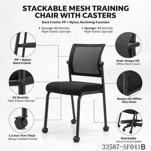 <b>Black</b> Mesh Training <b>Chair</b> with Writing Tablet and Armrest Steel Legs School <b>Office</b> <b>Chair</b> 33587-SF040 - Product Image 6