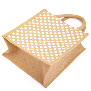 Bolsa de Yute Ecológica Impresa con Asas Largas, Diseño Alegre, Reutilizable para Llevar Comida, Compras y Uso Diario - Product Image 3