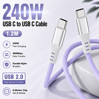 Câble de charge USB-C PD 240W 1,2M, charge rapide 5A, USB 2.0, tressé en nylon, cordon de données Type C, OEM ODM, petites commandes acceptées