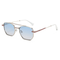 Twooo T1639 Lunettes de soleil carrées en métal tendance rétro à double pont simples, nouvelle collection transfrontalière
