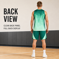 Seragam Basket Pria Geometris Gradasi Kustom, Set Jersey Berbahan Mesh Bernapas dengan Kerah V untuk Pertandingan Bola Basket Profesional