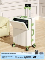 Valise à ouverture frontale grande capacité unisexe, nouveau modèle 2026, cadre en aluminium, 20 pouces, bagage cabine, avec serrure à combinaison et port de chargement USB