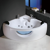 Jacuzzyi Fonction Noir Acrylique Salle de Bain Baignoire Coin Jakuzzy Intérieur Maison Spa pour 2 Personnes Air Jet Kit Baignoire