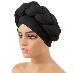 Couvre-chef africain à grosses tresses Chapeau Turbans pour dames-Tam-O '-Shanter-Toque en éponge de couleur unie - Product Image 5